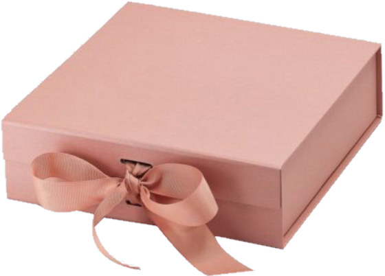 Blush pink foldable rigid gift box tied with ribbon