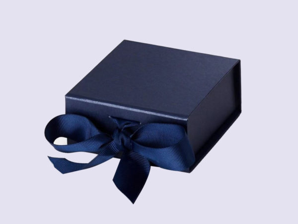 Navy Blue Small Gift Boxes with fixed grosgrain ribbon