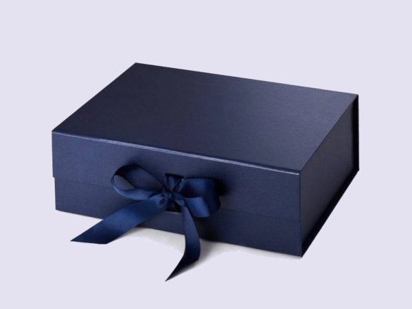 Navy Blue A4 Deep Gift Boxes with changeable ribbon