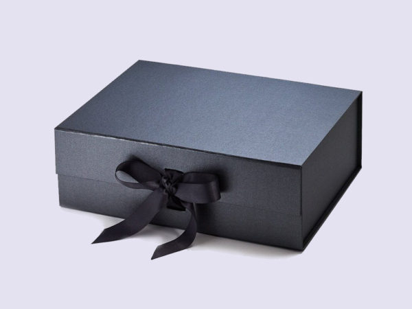 Pewter A4 Deep Gift Boxes with changeable ribbon