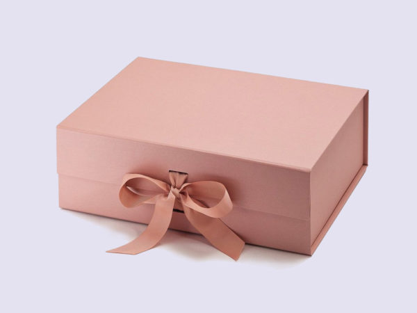 Rose Gold A4 Deep Gift Boxes with changeable ribbon